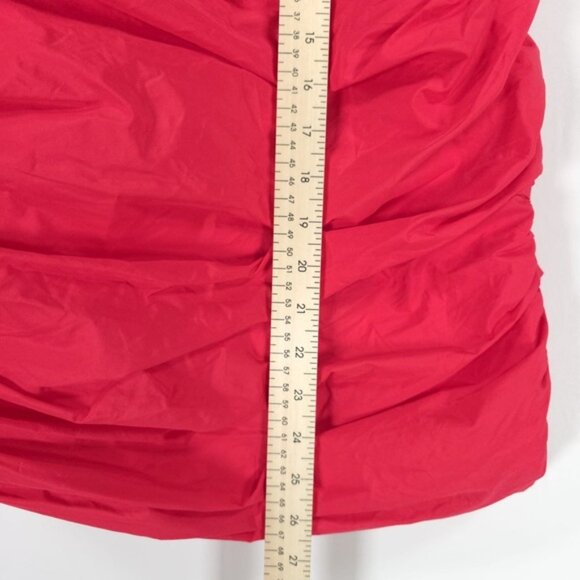 NWT ZARA Strawberry Red Ruched SEXY Mini Dress w/Bow 3673/180 BLOGGERS FAV Sz M - Picture 7 of 12